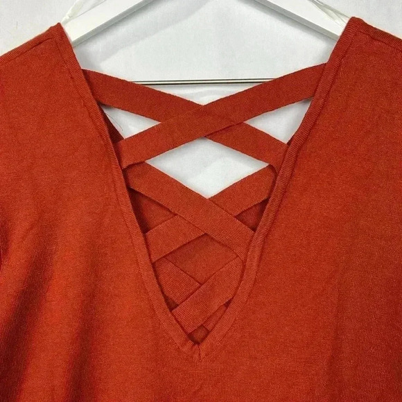 Love Ellie Womens Sweater Rust XL Pullover Long Sleeves Lattice Pattern Stylish - Picture 7 of 11